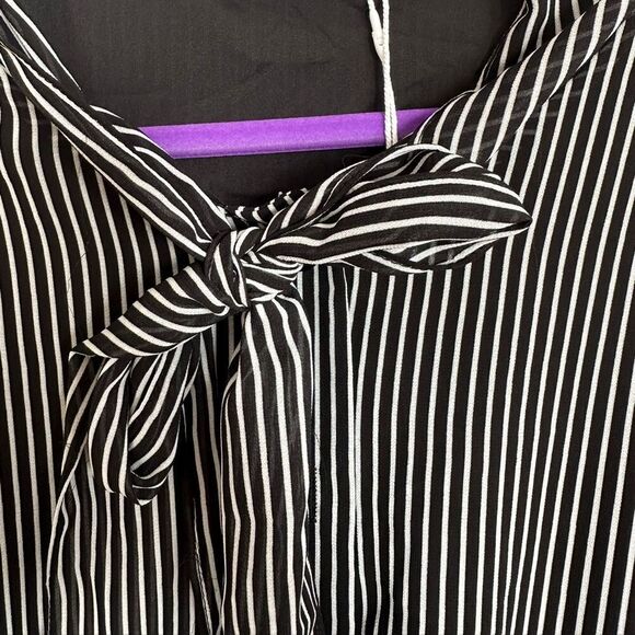 Bloomchic Striped Knot Neck Midi Dress Black - Picture 5 of 8